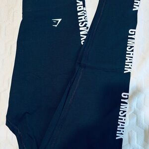 NWT Gymshark Black Cotton Graphic Tape Leggings Size M